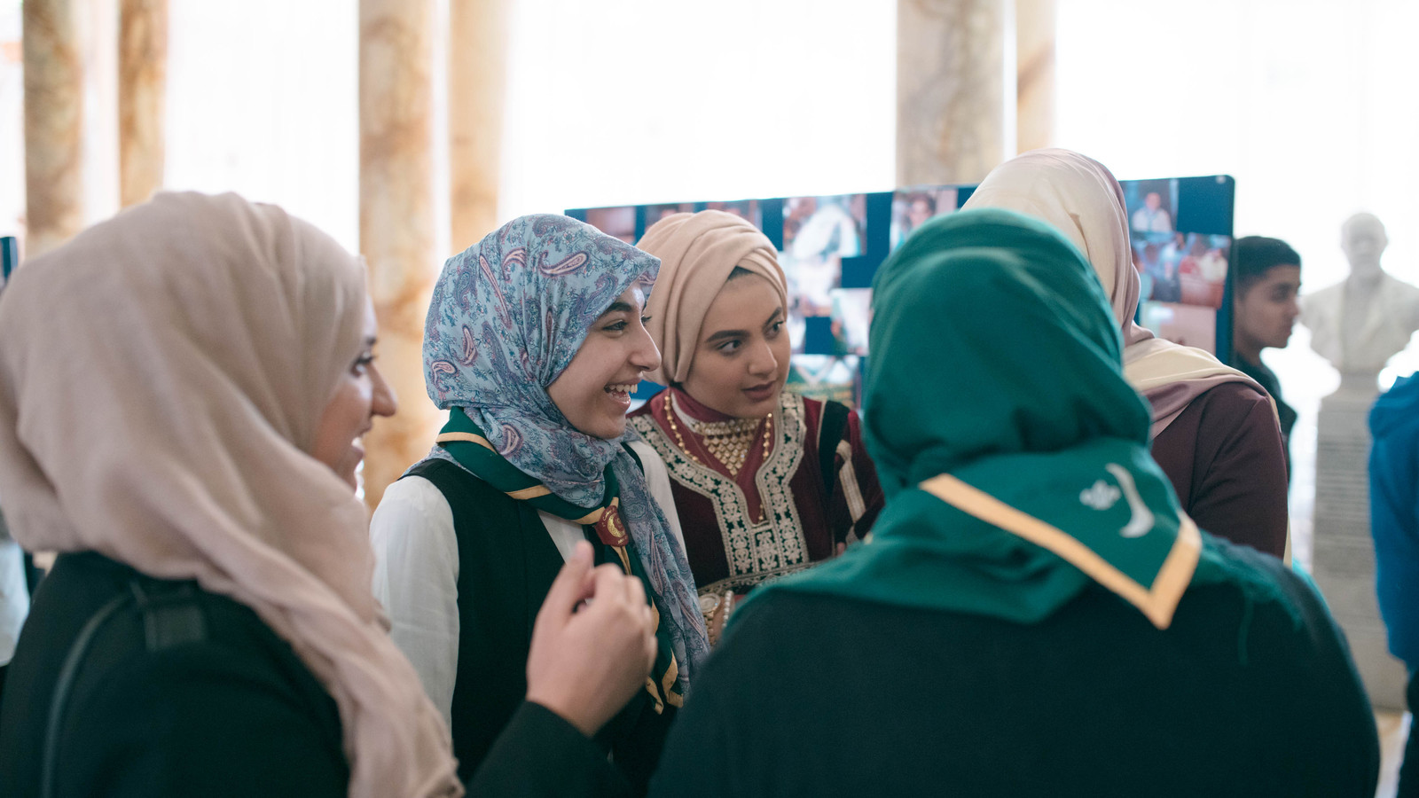 Six female scouts chatting jpg